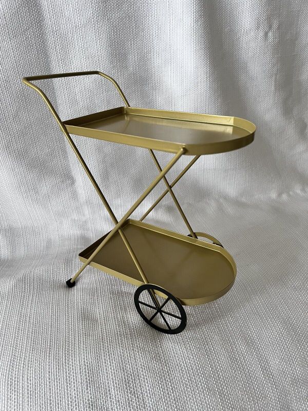 Photo 1 of [2x] Gold 2-Tier Mini Coffee Bar Cart