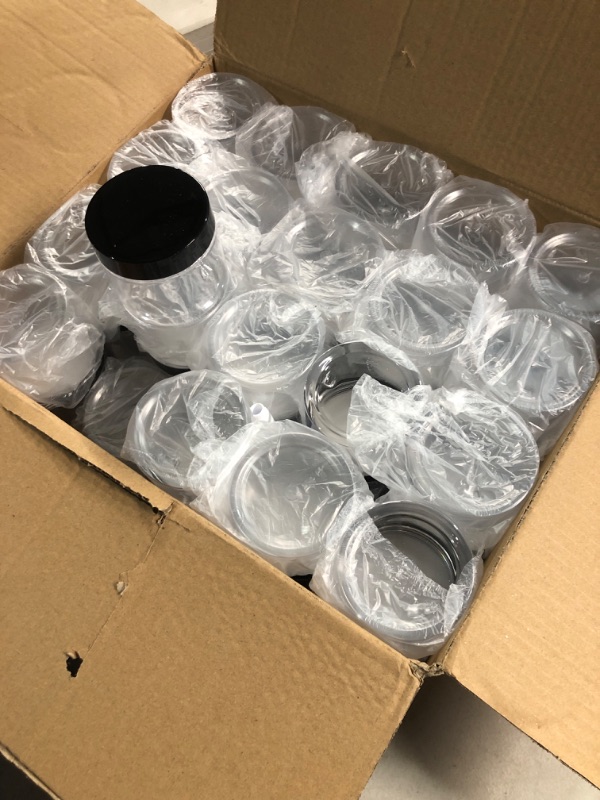 Photo 1 of 40 Pack 180ml 6 oz Empty Clear Plastic Jars with Black Lids, Refillable Round Containers for Slime,Beauty Products, powder, Cream, Scrubs, Cookie,Dried Fruit. Include 1 Pen and 80 Labels. 6oz- 40 Pack