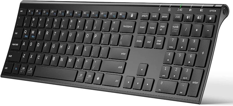 Photo 1 of iClever BK10 Bluetooth Keyboard, Keyboard USB-C Rechargeable Bluetooth 5.1 with Number Pad Ergonomic Design Full Size Stable Connection Keyboard for iPad, iPhone, Mac, iOS, Android, Windows