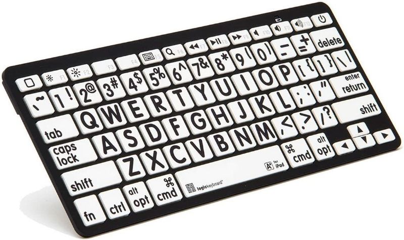 Photo 1 of Logickeyboard XL Print American English Bluetooth Mini Keyboard, Black on White # LKBU-LPBW-BTON-US
