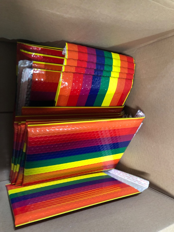 Photo 2 of It Fits Better Beautiful Set of 20 Rainbow Bubble Mailers 8.5x12 inch Padded Envelopes Mailer Self-Sealing Shipping (IFB-R8512) Rainbow 8.5x12