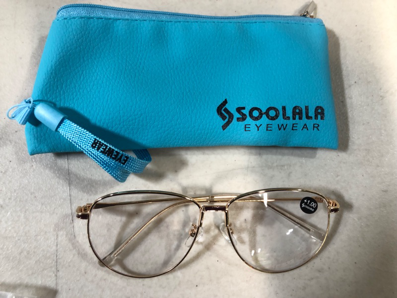 Photo 2 of **USED** SOOLALA Retro Vintage Big Ultralight Frame Readers Women's Reading Glasses +1.00