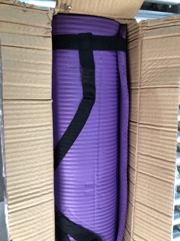 Photo 2 of BalanceFrom All Purpose 1/2-Inch Extra Thick High Density Anti-Tear Exercise Yoga Mat with Carrying Strap and Yoga Blocks Purple Mat Only