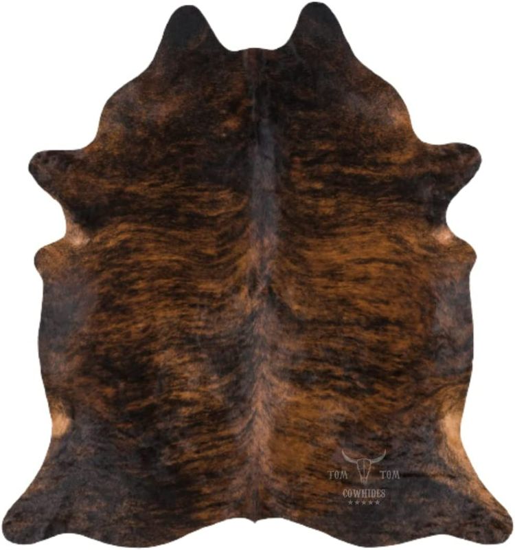 Photo 1 of **USED/SEE NOTES** Hillyard Cowhide Rug Premium Dark Brindle Grade A, Real Cowhide Made from Premium, Sustainably Sourced Cowhide with High Craftsmanship XL Extra Large Cut - 7.5 x 6.5 ft.