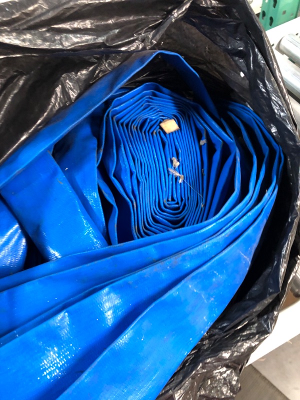 Photo 2 of 2" x 100 FT Pool Backwash Hose Blue Heavy Duty Reinforced PVC Lay Flat Water Discharge Hose 