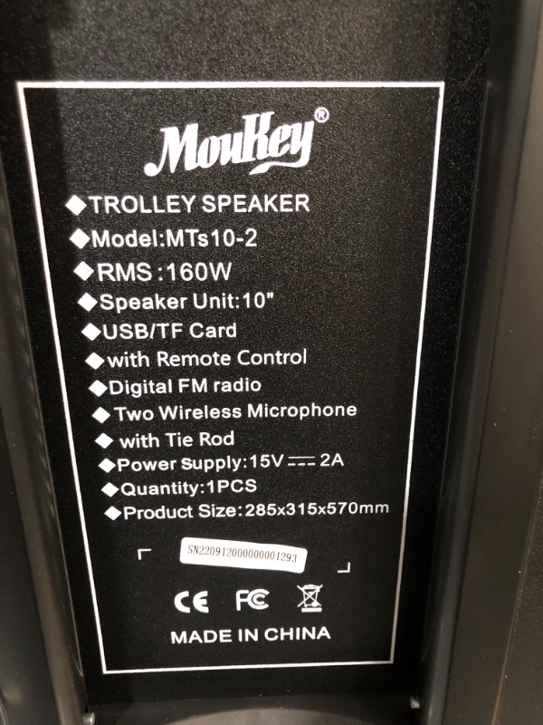 Photo 5 of Moukey Karaoke Machine, PA System Subwoofer, Portable Bluetooth Speaker w/ 2 Wireless Microphones