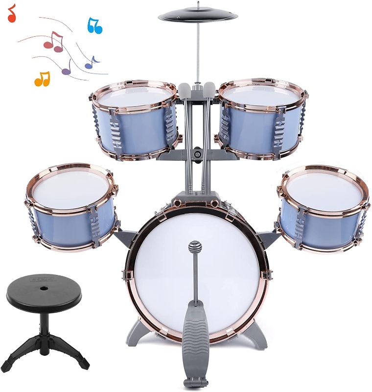 Photo 1 of *INCOMPLETE* M SANMERSEN Kids Jazz Drum Set Toddler Toy Drum Set 5 Drums with Stool
