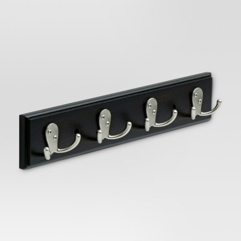 Photo 2 of 16" Hook Rack Double Prong Hooks Vintage - Vintage Black and 9" Key Rack with 4 Hooks - Cocoa/Soft Iron - Threshold
