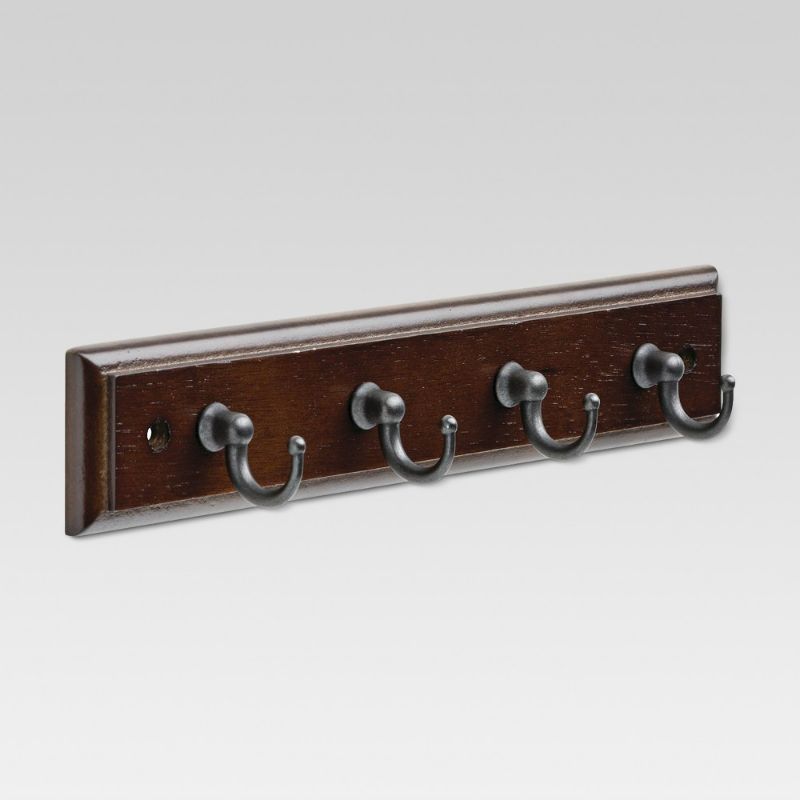 Photo 1 of 16" Hook Rack Double Prong Hooks Vintage - Vintage Black and 9" Key Rack with 4 Hooks - Cocoa/Soft Iron - Threshold
