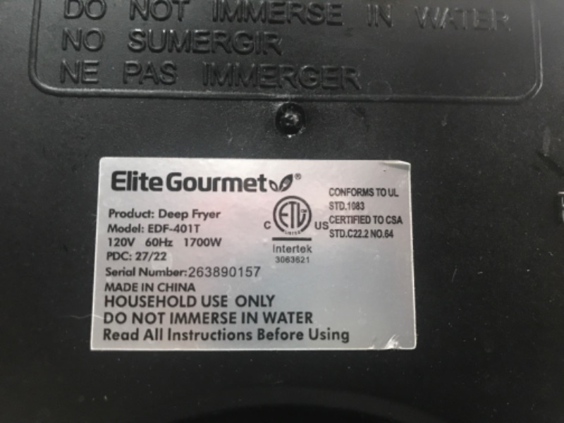 Photo 3 of (Used) Elite Gourmet 1700 Watt Stainless Steel 3-Basket Electric Deep Fryer, Stainless Steel