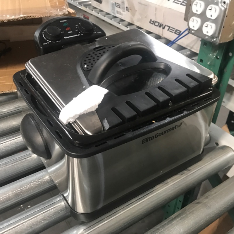 Photo 1 of (Used) Elite Gourmet 1700 Watt Stainless Steel 3-Basket Electric Deep Fryer, Stainless Steel