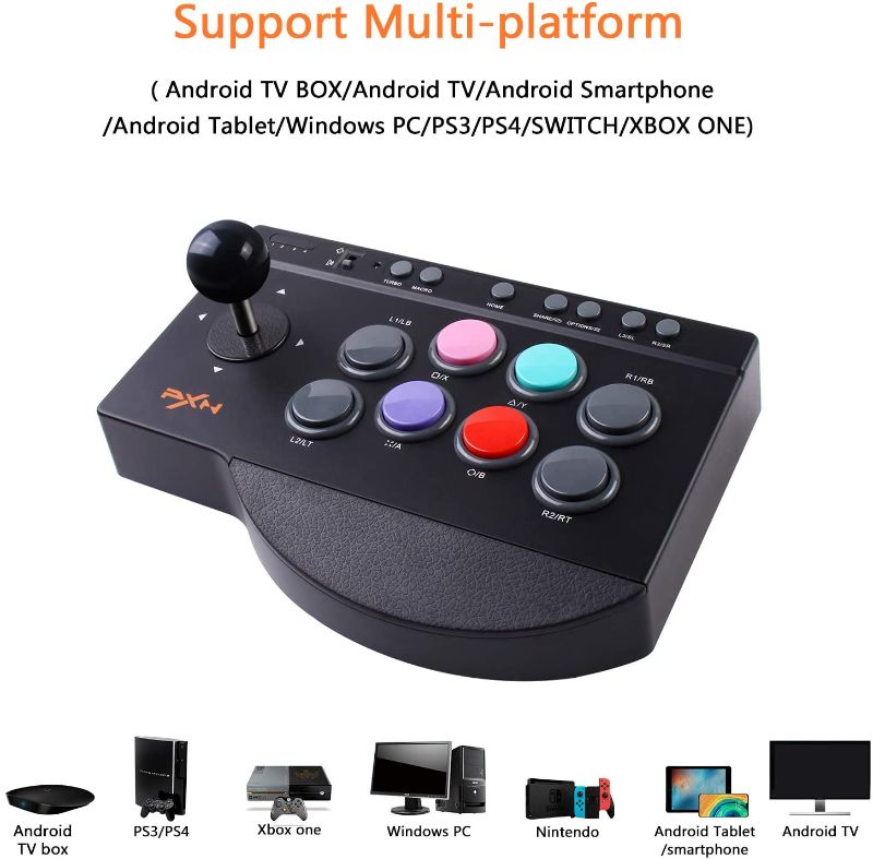 Photo 1 of Arcade Fight Stick, PXN Street Fighter Arcade Game Fighting Joystick with USB Port, with Turbo & Macro Functions, Suitable for PS3 / PS4 / Xbox ONE/Nintendo Switch/PC Windows.