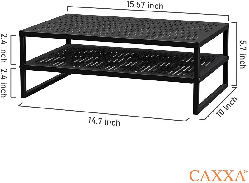 Photo 2 of 2-Tier Metal Laptop PC Monitor Stand Riser MAX 50 LBS Loading for Monitor, Printer,Black