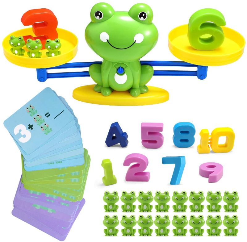 Photo 1 of Frog Balance Cool Math Counting Game Educational Early Learning Scale STEM Toys Gifts for Preschool Toddlers Kids Age 3 4 5 6 (Pink)