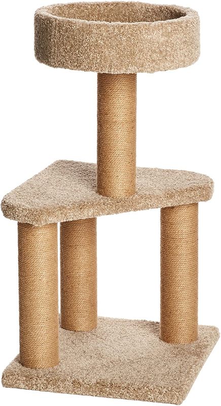 Photo 1 of  Basics Cat Tree Indoor Climbing Activity Cat Tower with Scratching Posts, Medium, 15.7 x 31.5 Inches, Beige