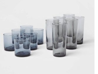 Photo 1 of 12pc Glass Ashboro Highball and Double Old Fashion Glasses Set Gray