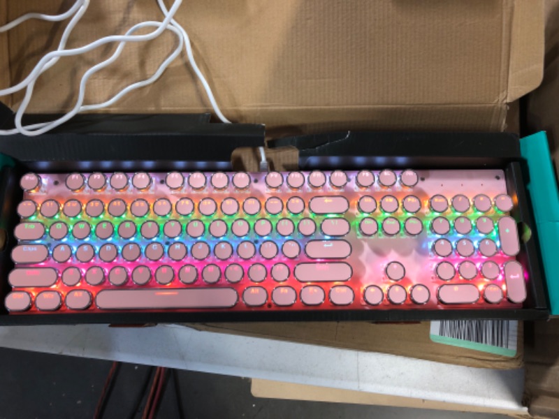 Photo 2 of Gaming keyboard, (round keycap) (104 key pink)
