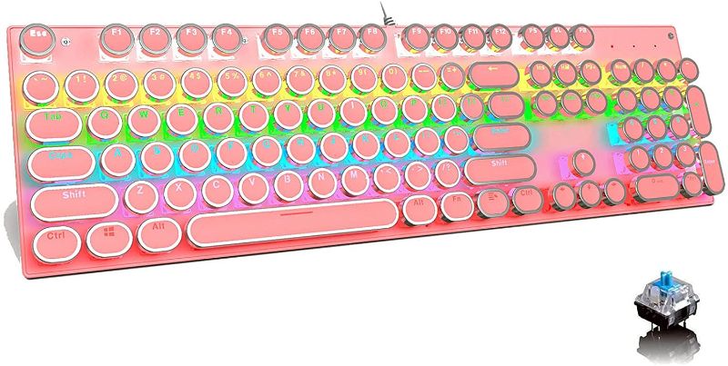 Photo 1 of Gaming keyboard, (round keycap) (104 key pink)
