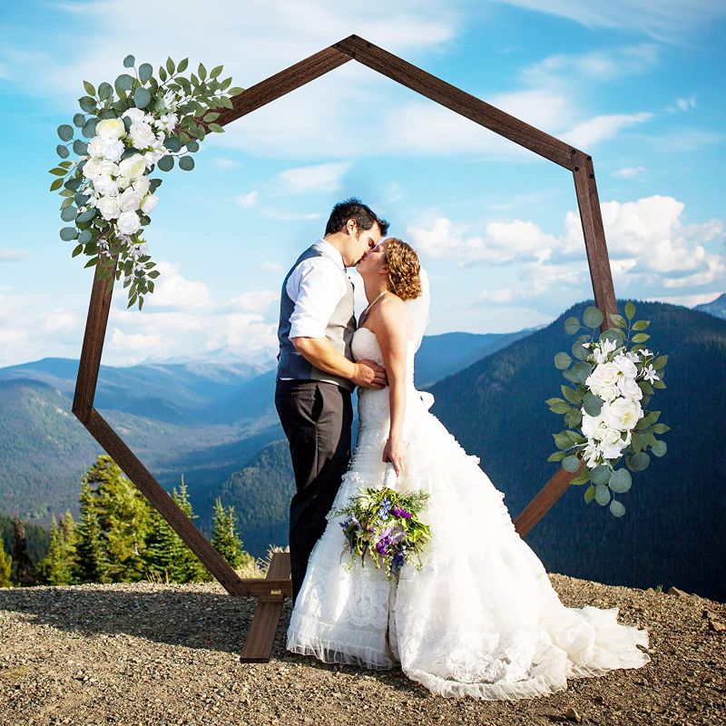 Photo 1 of 7.2FT Heptagonal Wooden Wedding Arch