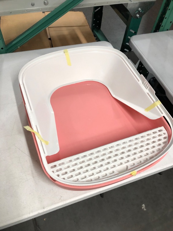 Photo 3 of ***USED/SEE NOTES*** VARLNALY Large Open Cat Litter Box with Cat Litter Mat Pink