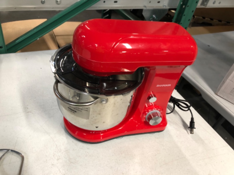 Photo 2 of ***USED*** SHARDOR 6-Speed with Pulse Tilt-Head Food Mixer with Dough Hook, Wire Whip & Beater, 4.8 QT RED US-SM315R