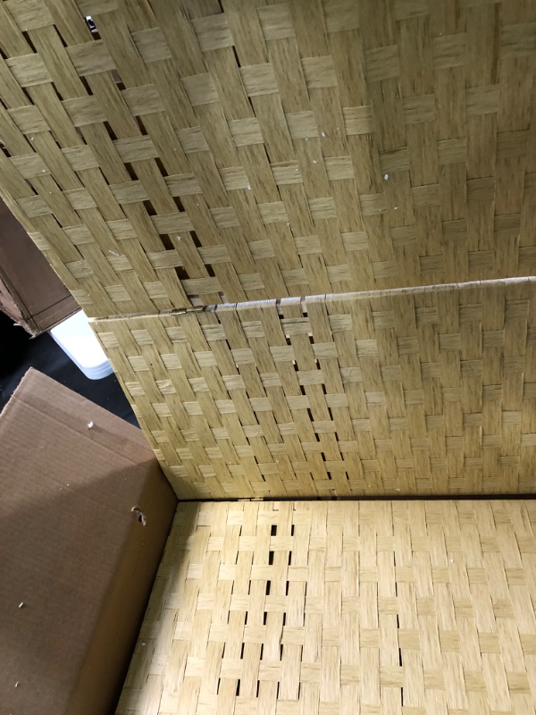 Photo 5 of ***DAMAGED/DEFECTIVE*** 4 ft. Tall Color Dyed Fiber Weave Panel Screen Room Divider - Dark Beige - 3 Panel