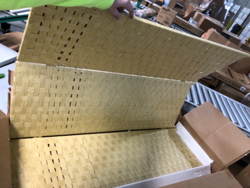 Photo 1 of ***DAMAGED/DEFECTIVE*** 4 ft. Tall Color Dyed Fiber Weave Panel Screen Room Divider - Dark Beige - 3 Panel