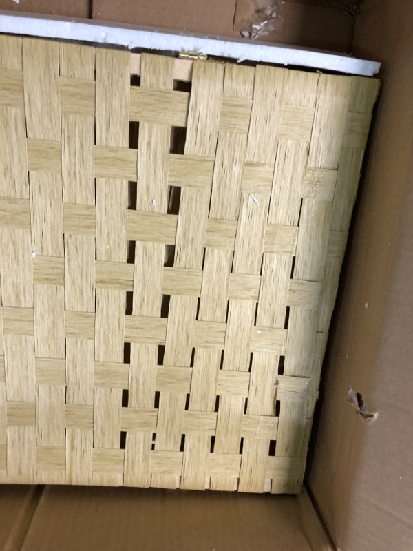 Photo 4 of ***DAMAGED/DEFECTIVE*** 4 ft. Tall Color Dyed Fiber Weave Panel Screen Room Divider - Dark Beige - 3 Panel