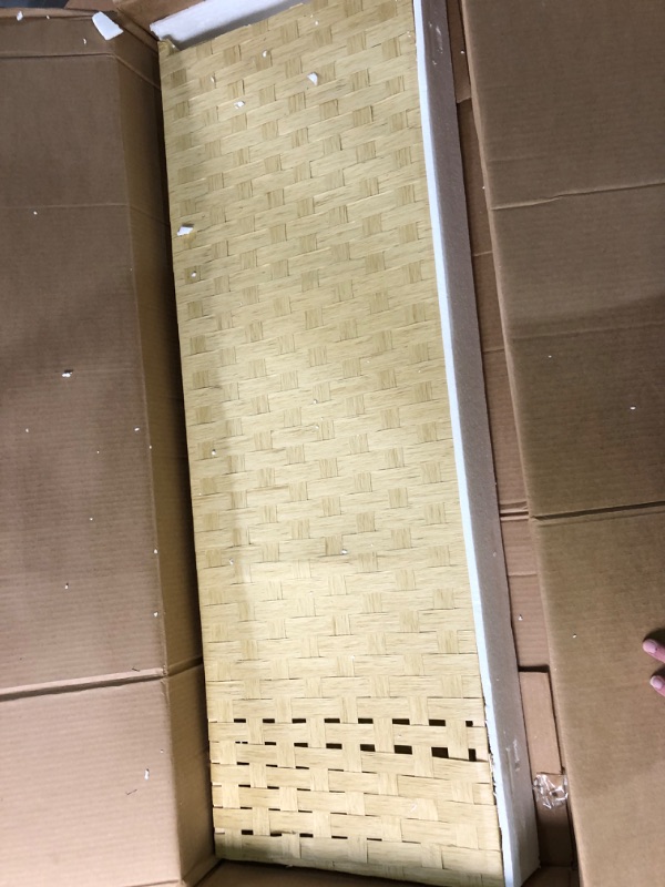 Photo 3 of ***DAMAGED/DEFECTIVE*** 4 ft. Tall Color Dyed Fiber Weave Panel Screen Room Divider - Dark Beige - 3 Panel