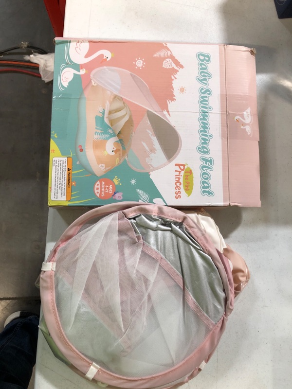 Photo 2 of *OPENED BOX * Swimming Baby Infant Pool Float with Sun Canopy, Swimming Trainer for Age of 3-72 Months (Pink, Large) 