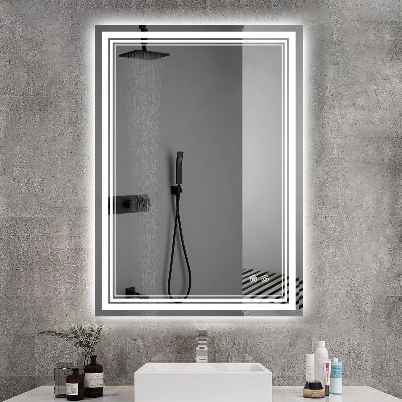 Photo 1 of 20 x 28 Inch LED Mirror for Bathroom,Anti-Fog Dimmable Vanity Mirror Wall Mounted Makeup MirroR