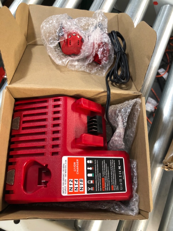 Photo 2 of Biswaye M12 M18 Multi-Voltage Rapid Charger 48-59-1812 Compatible with Milwaukee 12V-18V Lithium Battery 