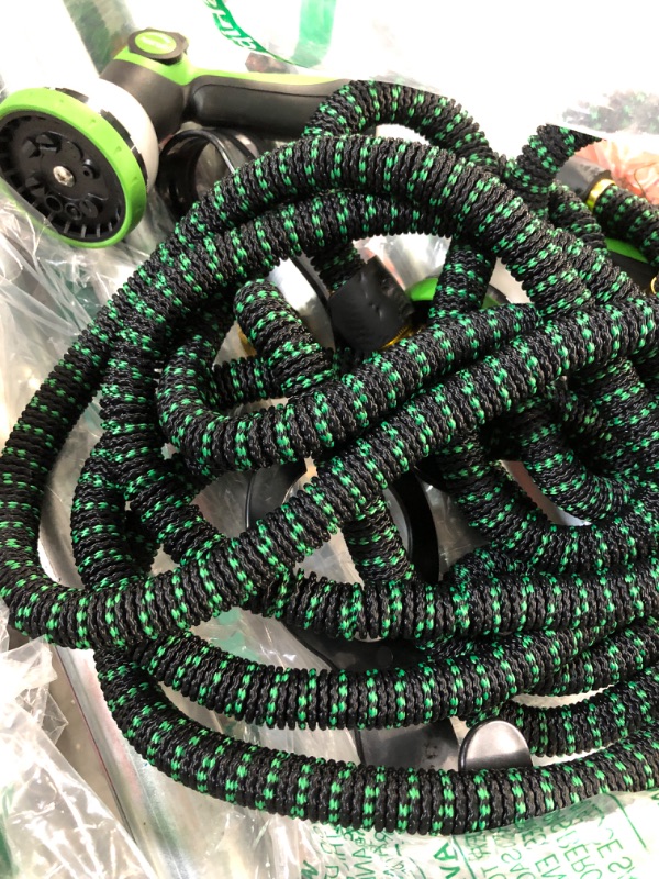 Photo 2 of 50ft Expandable Garden Hose, Expandable Water Hose with Durable 4-Layers Latex and 10 Function Nozzle, Durable Flexible Water Hose with 3/4 Inch Solid Fittings