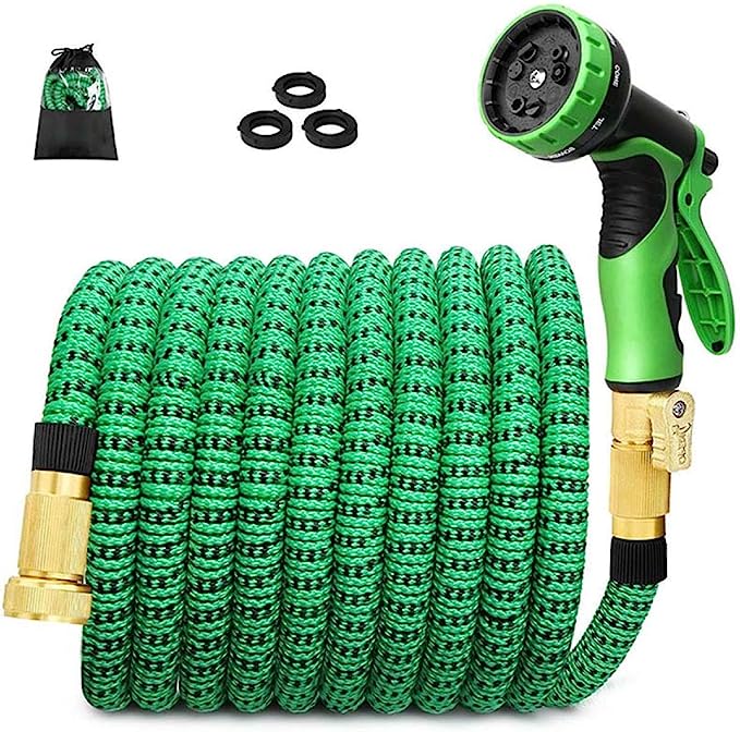 Photo 1 of 50ft Expandable Garden Hose, Expandable Water Hose with Durable 4-Layers Latex and 10 Function Nozzle, Durable Flexible Water Hose with 3/4 Inch Solid Fittings