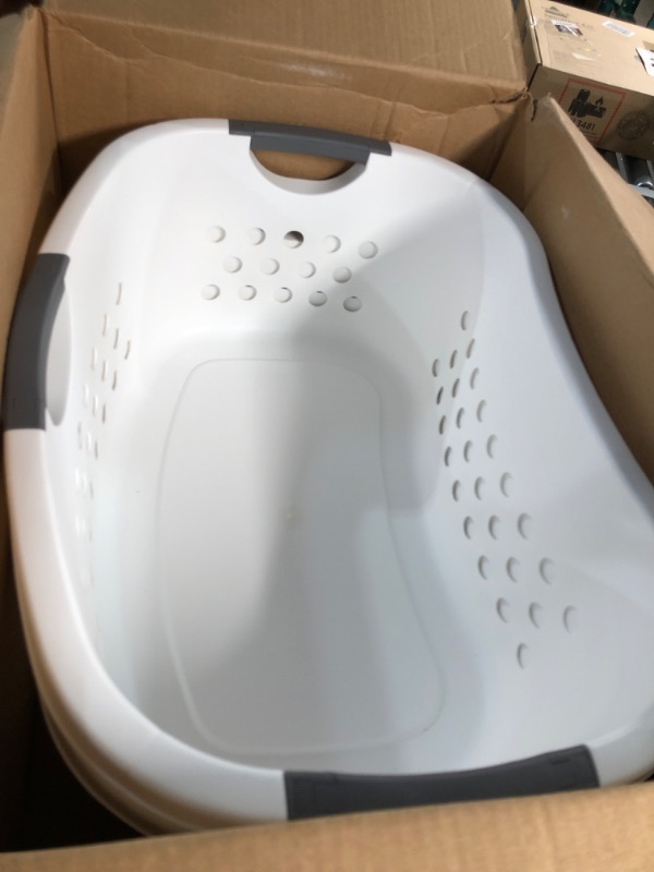 Photo 2 of ***2 Pieces Only*** IRIS USA Square Plastic Laundry Basket Hamper Large, White