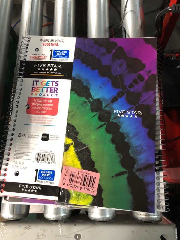 Photo 2 of ***4 pack*** Five Star College Ruled 1 Subject Spiral Notebook - Assorted Colors and Designs