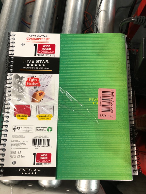 Photo 2 of ***4 pack*** Five Star Wide Ruled 1 Subject Spiral Notebook - Assorted Colors and Designs