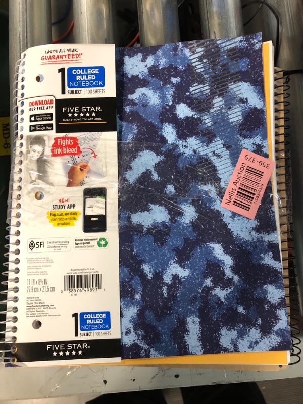 Photo 2 of ***4 pack*** Five Star 2 Wide Ruled and 3 College ruled - 1 Subject Spiral Notebook - Assorted Colors and Designs