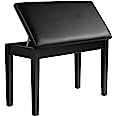 Photo 2 of SONGMICS Wooden Duet Piano Bench with Padded Cushion and Music Storage Compartment, Piano Chair Seat, Black ULPB75BK