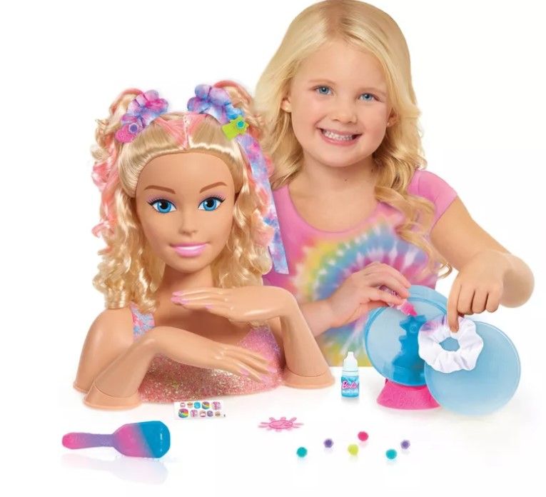 Photo 1 of Barbie Tie-Dye Deluxe 22-Piece Styling Head, Blonde Hair, Includes 2 Non-Toxic Dye Colors