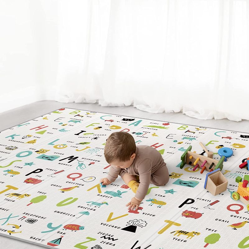 Photo 1 of Baby Play Mat 79" X 71",Reversible Waterproof Foldable Foam Floor Playmat for Kids Toddlers, Extra Large Anti- Slip Baby Crawling Mat