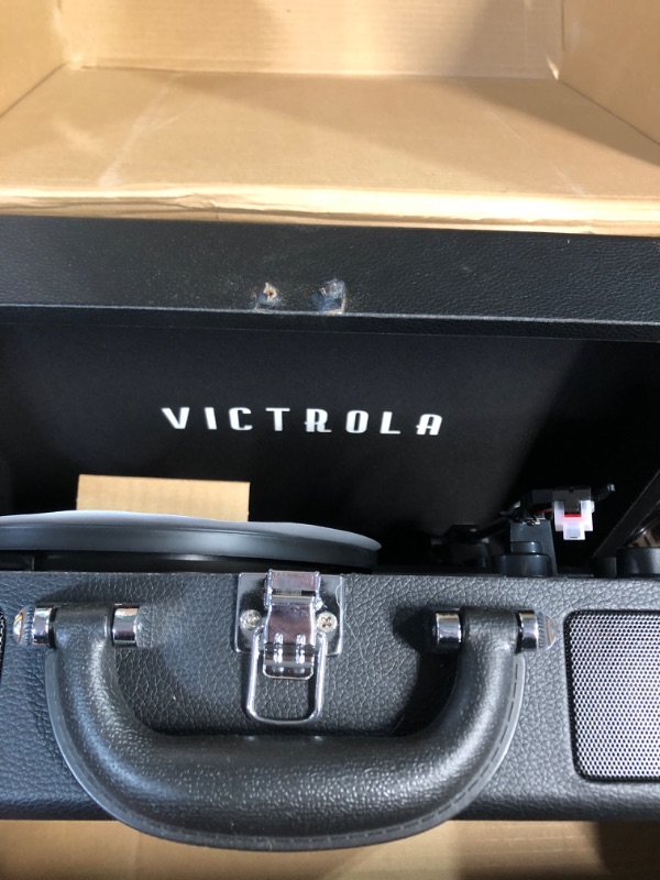 Photo 3 of Damaged Victrola Vintage 3-Speed Bluetooth Portable Suitcase Record Player 