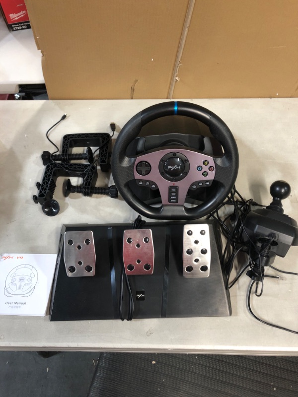 Photo 2 of Game Racing Wheel, PXN V9 270°/900° with Clutch and Shifter, Support Vibration and Headset Function, Suitable for PC, PS3, PS4, Xbox One, Nintendo Switch.