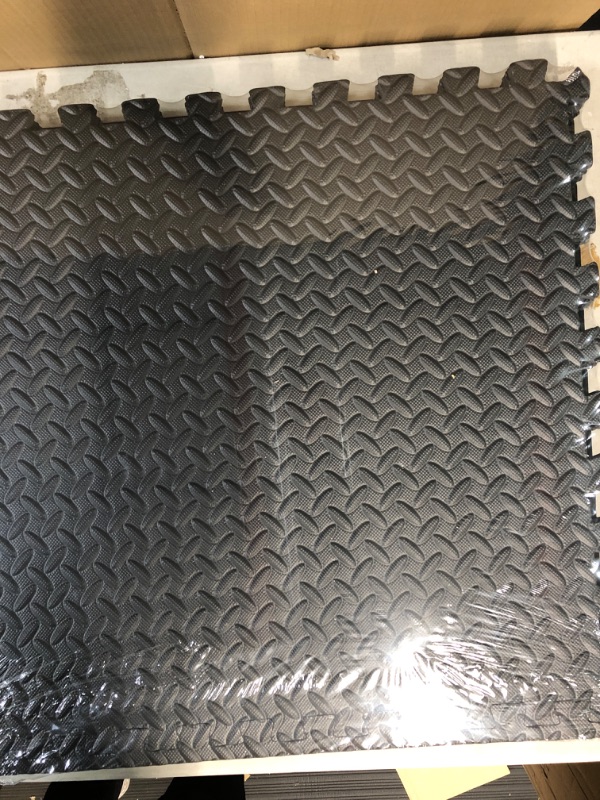 Photo 2 of Amazon Basics Foam Interlocking Exercise Gym Black Floor Mat Tiles - 6-Pack, 24 x 24 x .5 