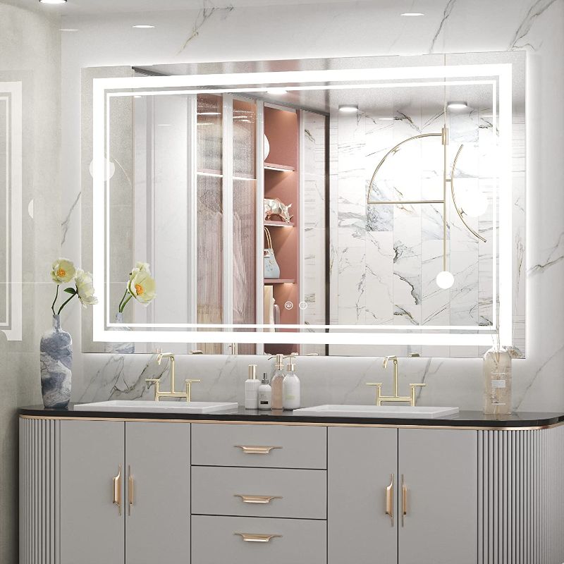 Photo 1 of 48 x 30 Inch LED Mirror Lighted Bathroom Mirror 