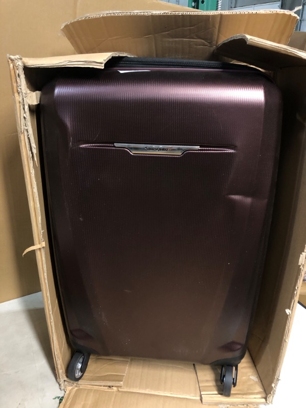 Photo 2 of *USED* *SEE INFO* Samsonite Winfield 3 DLX Hardside Expandable Luggage with Spinners, Burgundy, Checked-Medium 25-Inch