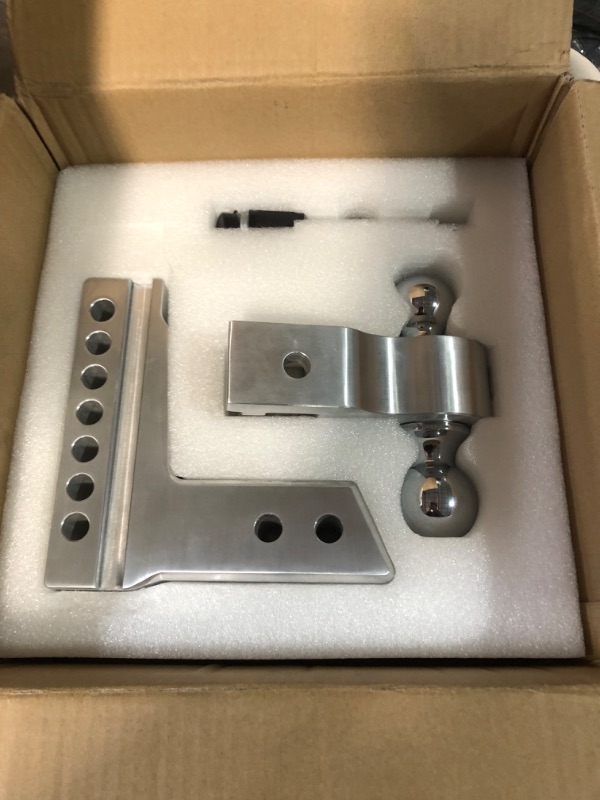 Photo 1 of LOCAME Adjustable Trailer Hitch, Fits 2.5-Inch Receiver Only, 8-Inch Drop/Rise Aluminum Drop Hitch, 18,500 LBS GTW-Tow Hitch for Heavy Duty Truck with Double Stainless Steel Locks, Silver, LC0008 8 Inch Drop Hitch