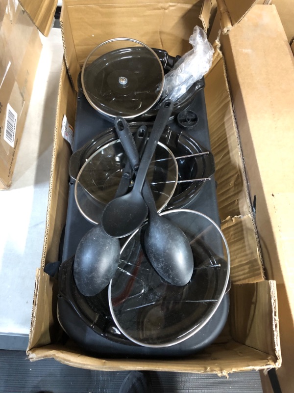 Photo 4 of **DAMAGED/PARTS ONLY** Triple Slow Cooker Buffet Server 3 Pot Food Warme 1.5-Quart  Black/Silver 9.6"D x 22.1"W x 4.3"H
