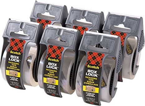 Photo 1 of Scotch Box Lock Packaging Tape, 6 Rolls with Dispenser, 1.88 in x 800 in