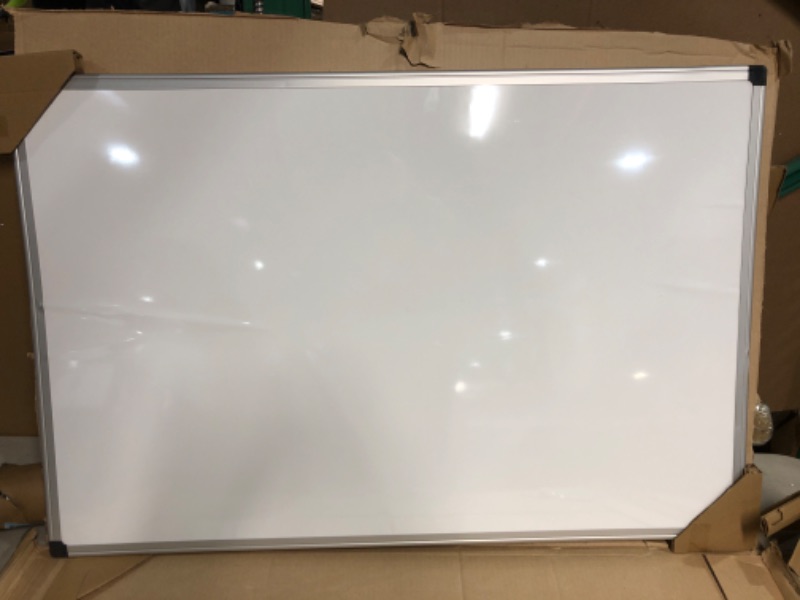 Photo 1 of DAMAGED*** Amazon Basics Magnetic Dry Erase White Board, 36 x 24-Inch Whiteboard - Silver Aluminum Frame 24" x 36" Magnetic, Aluminum Frame